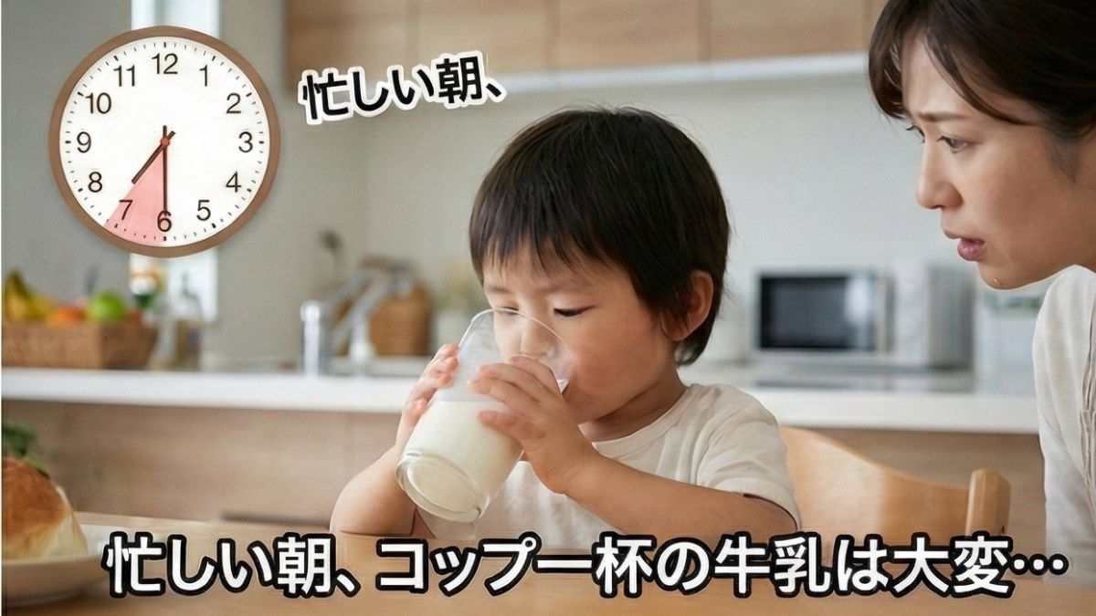 広島の子育て家庭で続けやすい明治の宅配牛乳。忙しい朝でも子どもが手軽に飲めるやさしい習慣